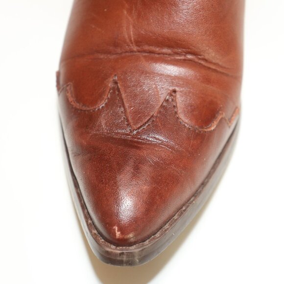 Vintage Gianni Leather Brown Woven Cowboy Boots Size 6 Half B - Picture 5 of 16